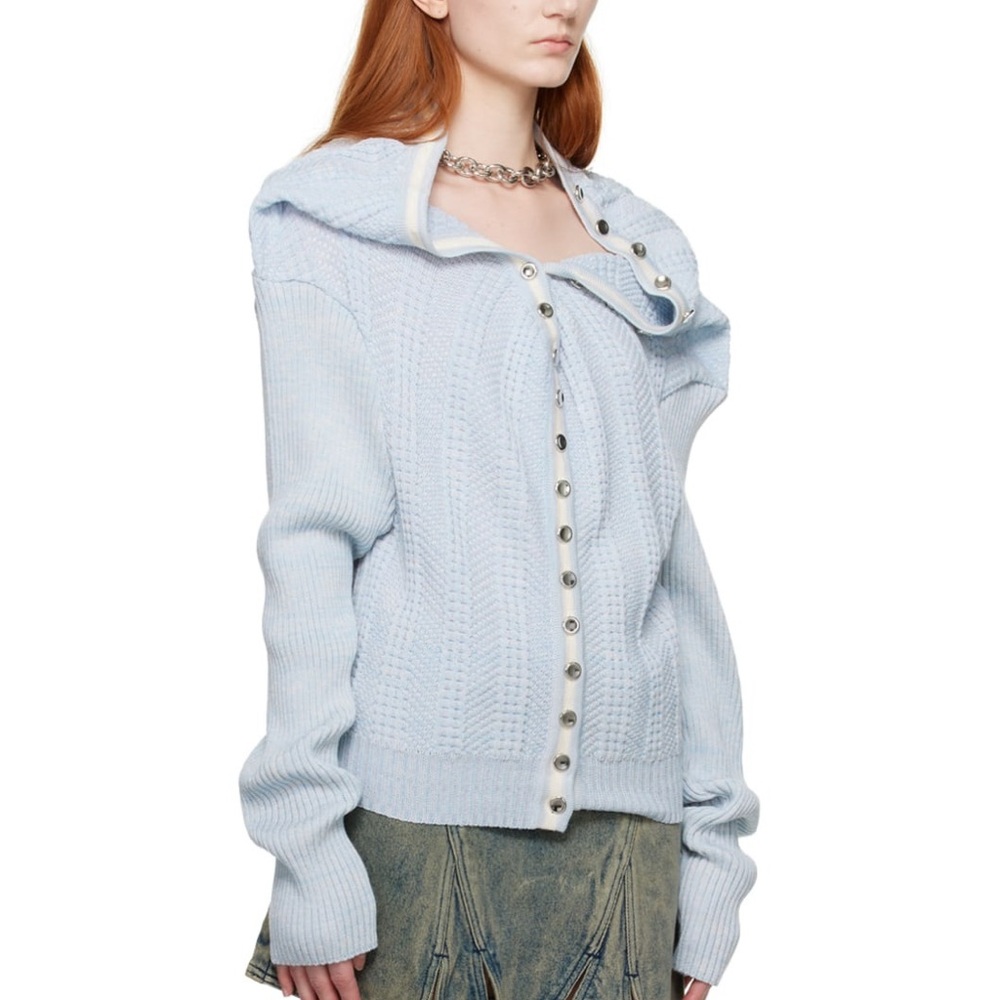 Y/Project Sweater Wool Chain Necklace Ruffle Cardigan Sz EU 36 US 4 - Picture 16 of 16